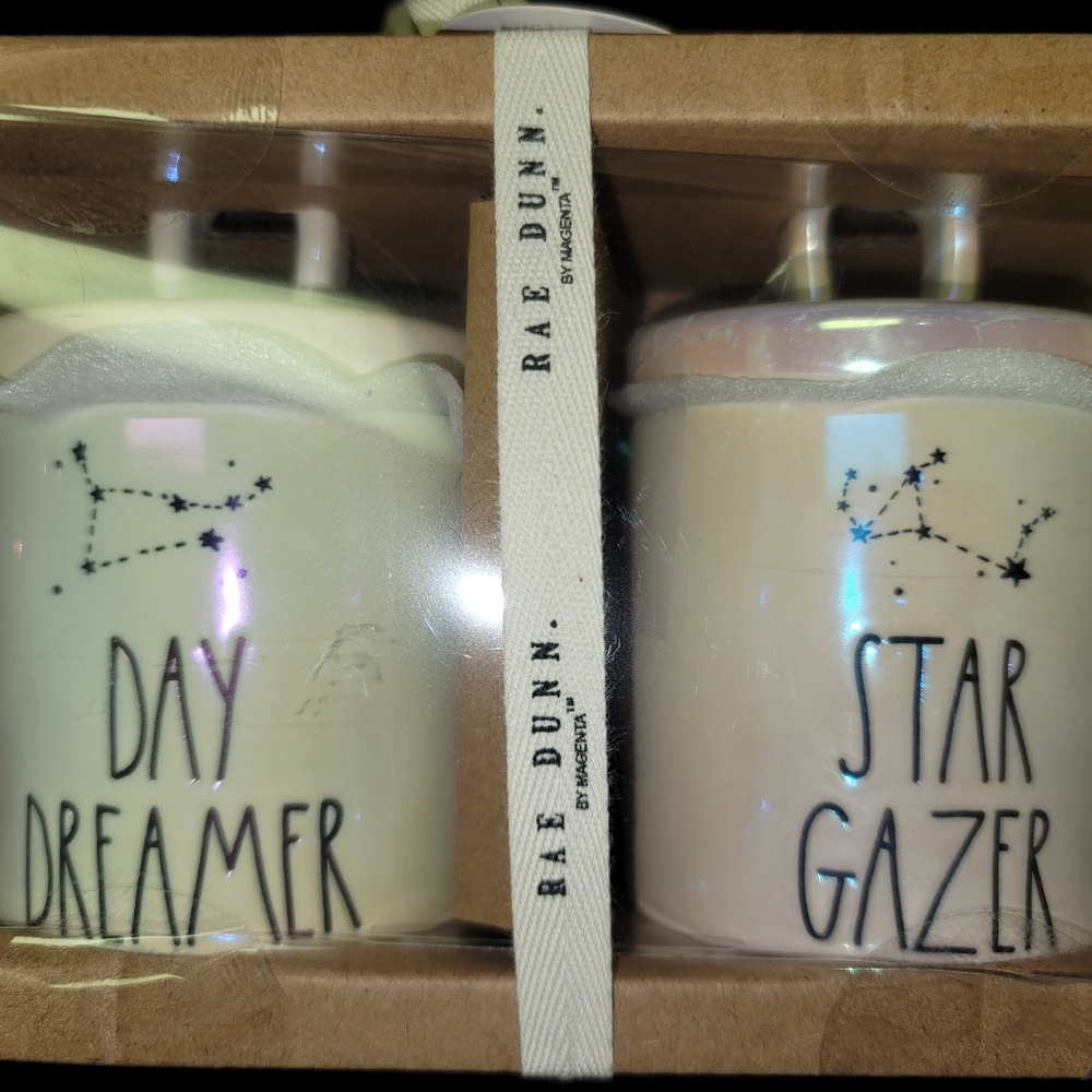 Rea Dunn iridescent small canisters.